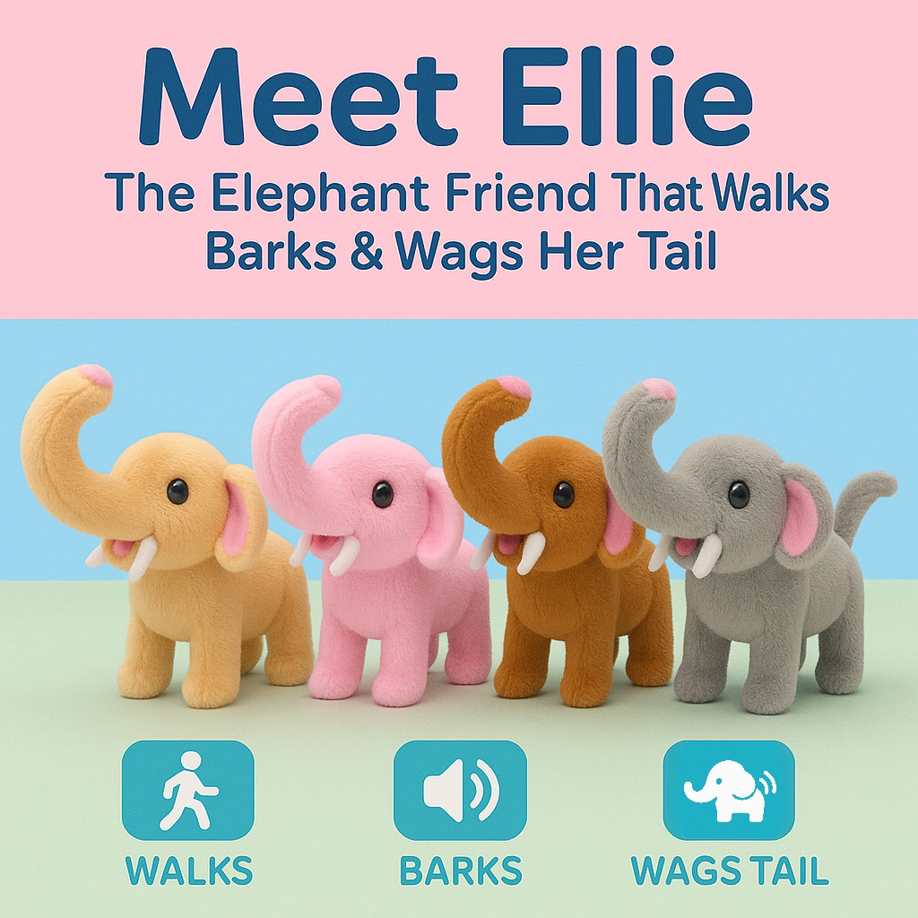 🟣🐘Meet Ellie —🌴 The Elephant Friend That Walks, Bark& Wags Her Tail!