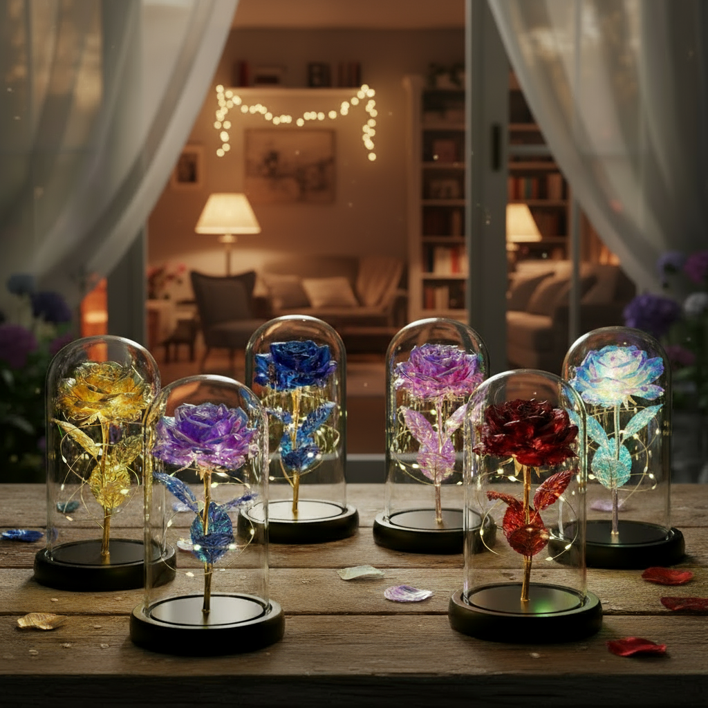 Simulated Gold Foil Rose & Preserved Flower