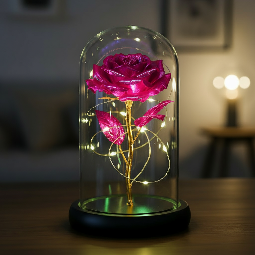 Simulated Gold Foil Rose & Preserved Flower