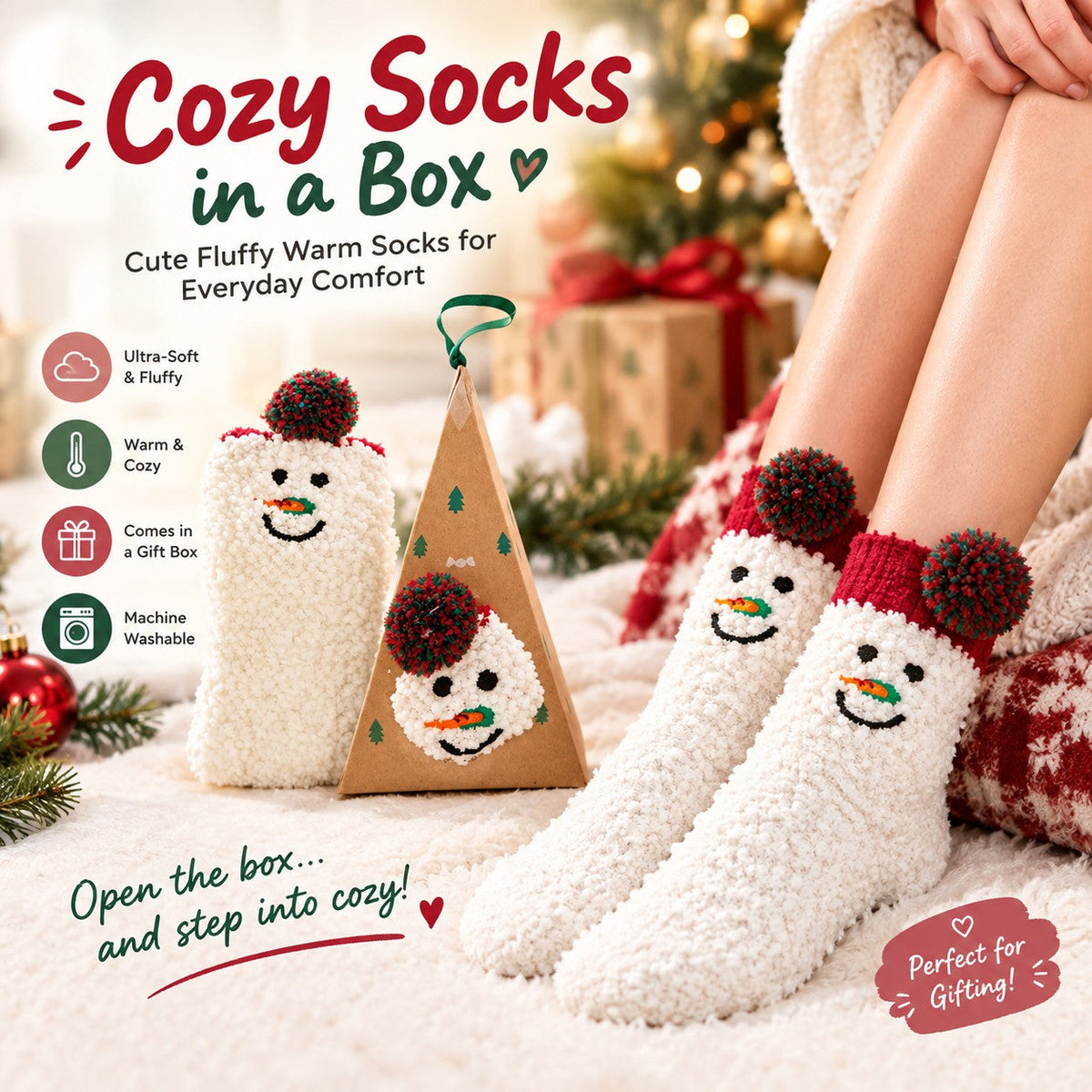 🧦 Cozy Socks in a Box – Cute Fluffy Warm Socks for Everyday Comfort