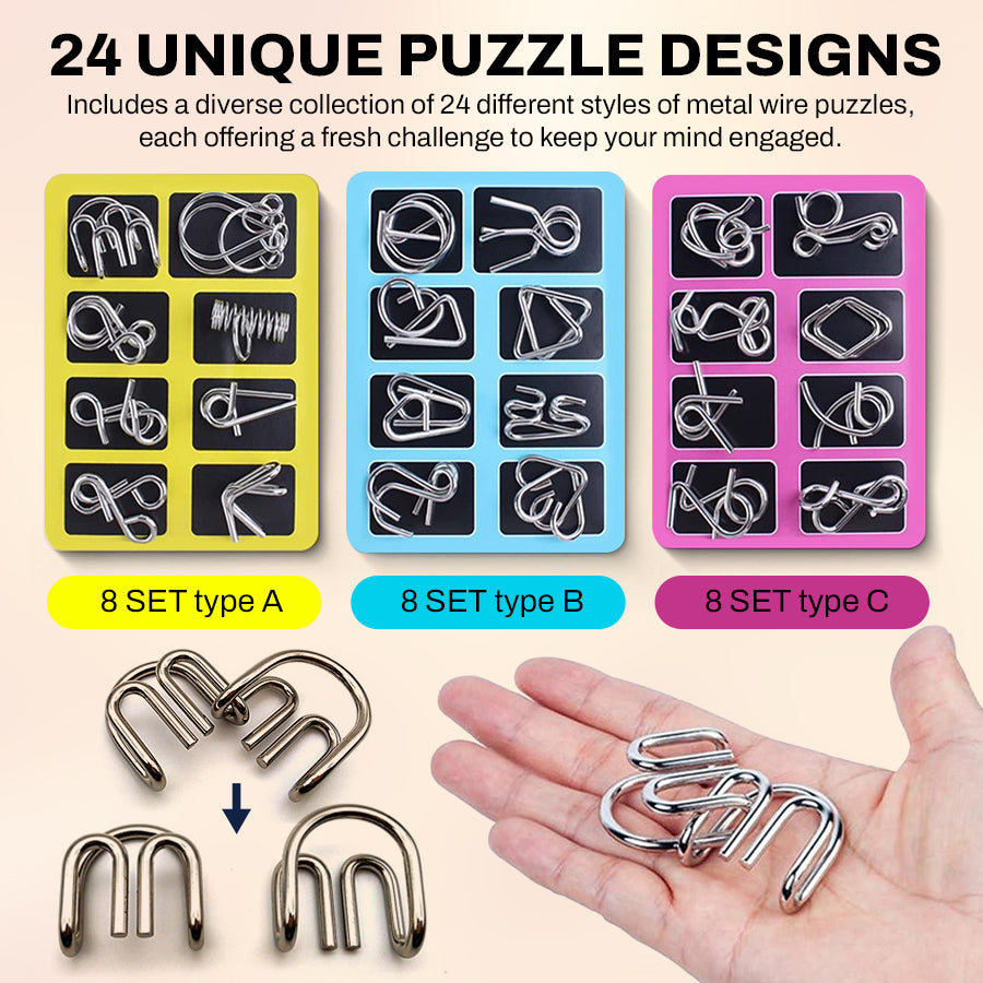 Classic Wire Disentanglement Puzzles - Brain Training Kit