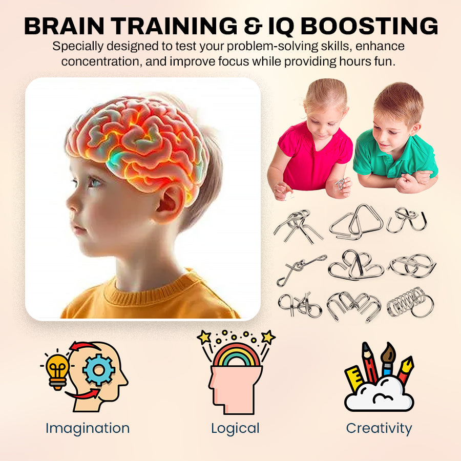 Classic Wire Disentanglement Puzzles - Brain Training Kit