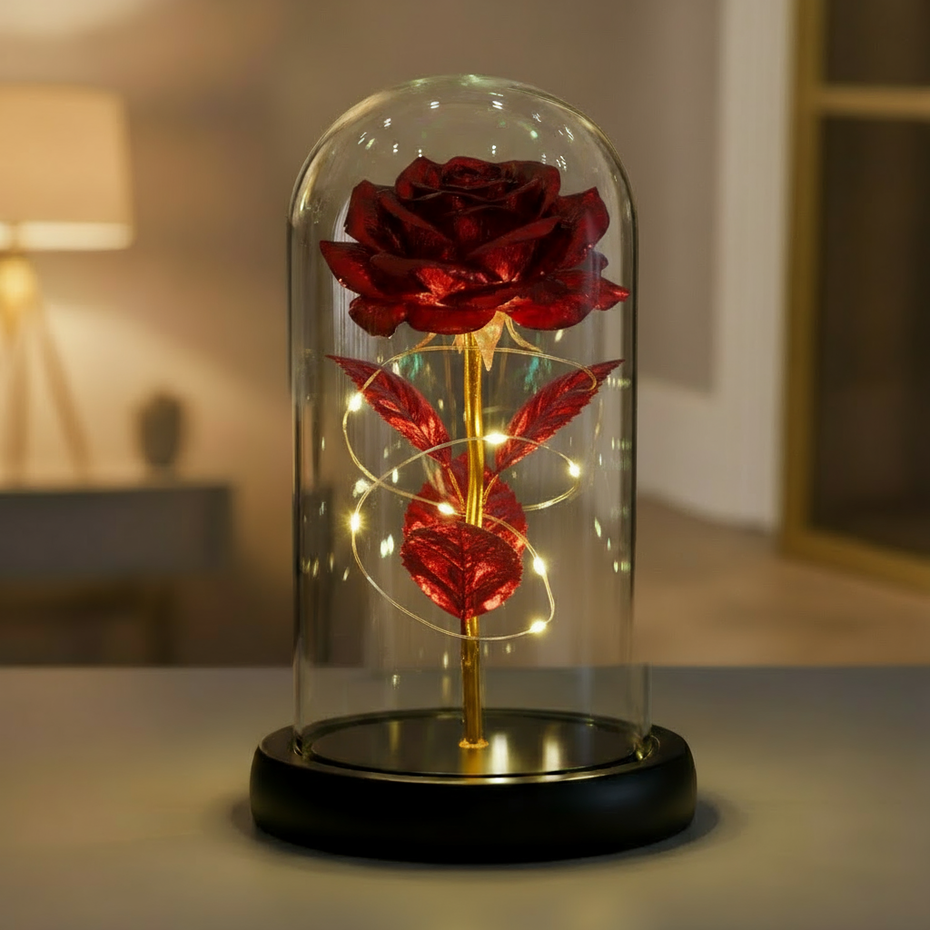 Simulated Gold Foil Rose & Preserved Flower