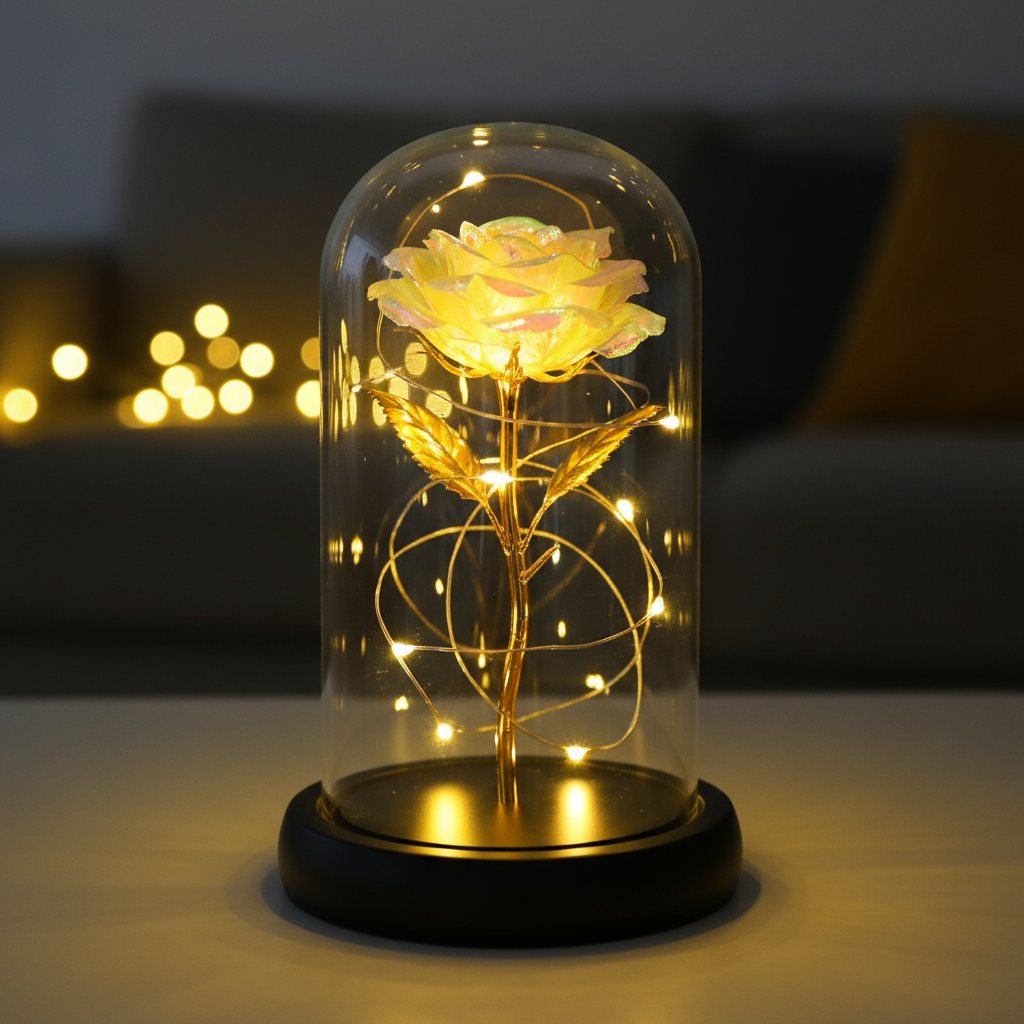 Simulated Gold Foil Rose & Preserved Flower